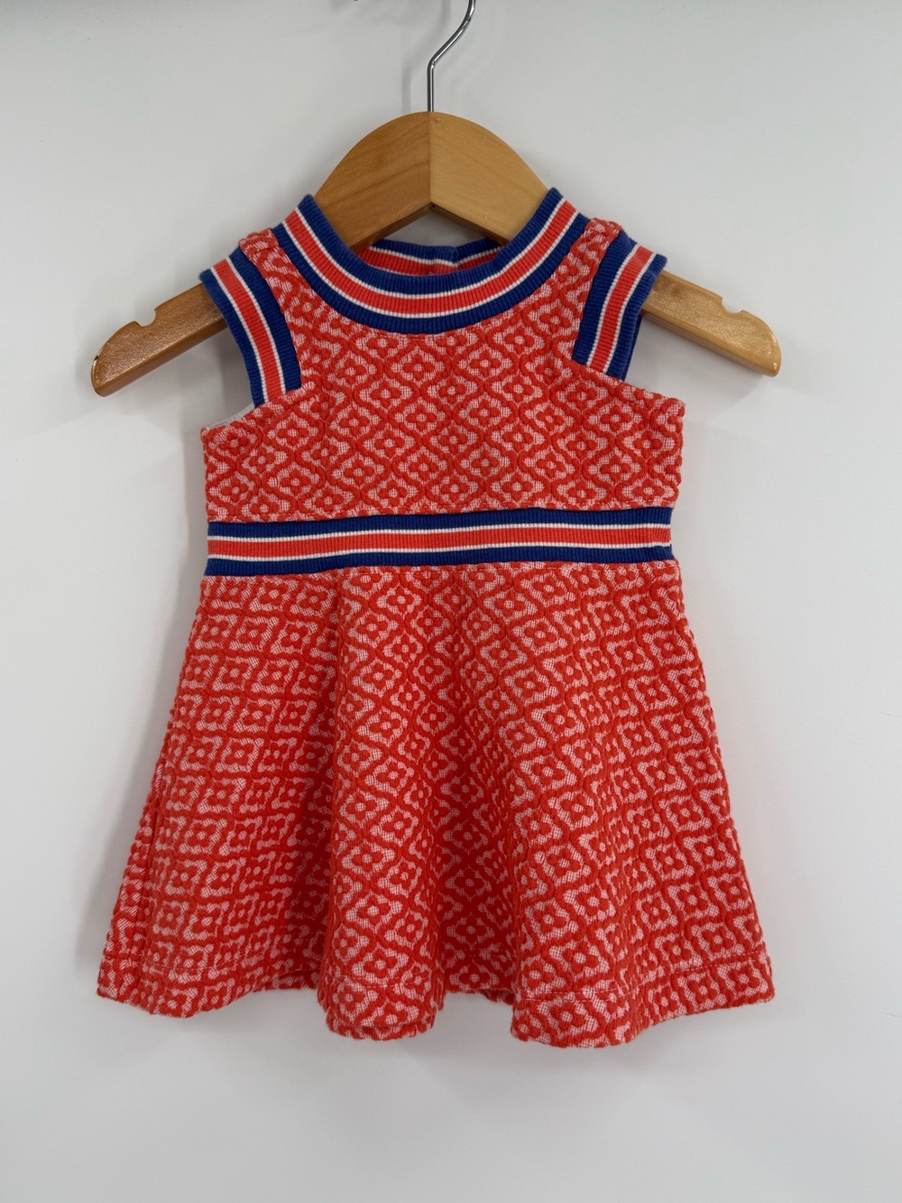 Janie and Jack Textured Sweater Knit Dress | Red / Blue | 3-6 Months